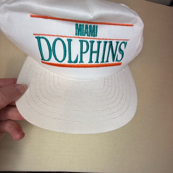 Vintage 90s Annco Miami Dolphins SnapBack Embroidered Cap - Tri-Bar Design